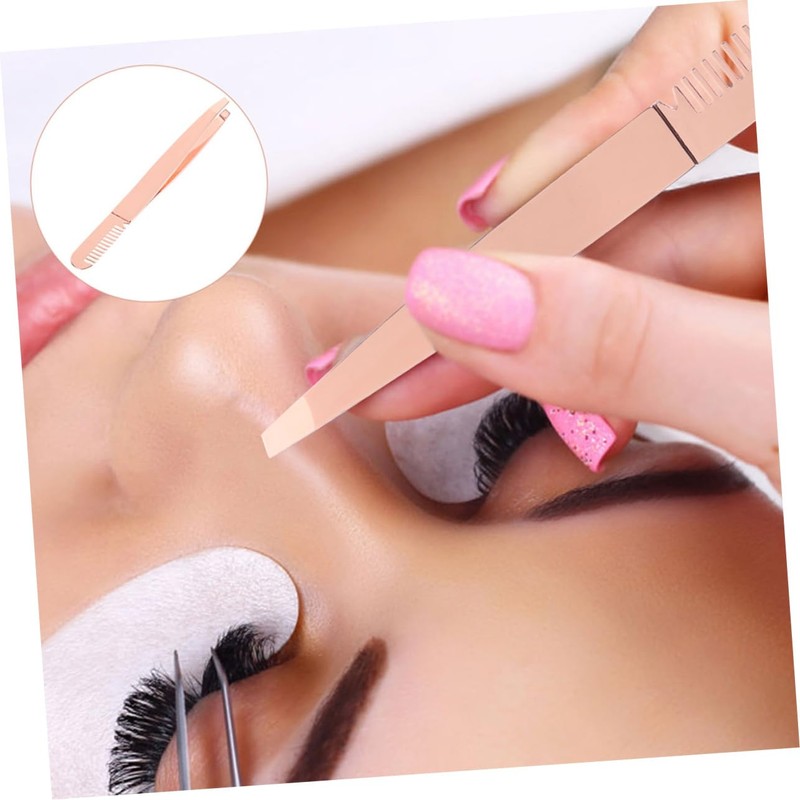 Healeved Stainless Steel Eyebrow Tweezers with Comb Lash Tweezers Set