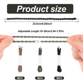 Oruola Trouser Twists,12pcs Elastic Boot Bands Twists Leg Ties,Durable Boot Straps Leg Tie with Metal Hooks,Army Twisters Military Ties for Outdoor Activities,Hiking,Camping,Cycling(Black,Green,Khaki)
