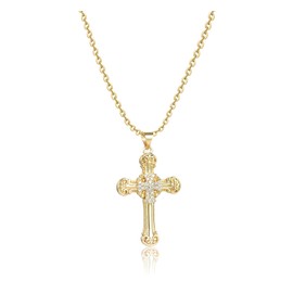 MiiFort Greek Cross Gold Necklace for Women Sun Mom Grandma Religious Congregation Birthday