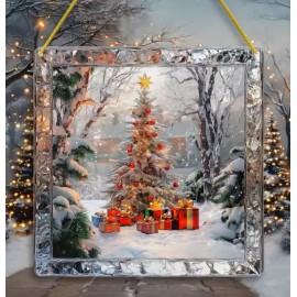 Unbranded SC161-Vibrant Christmas Tree-Stained Glass Style Acrylic Sun Catcher - 8"x8" Han