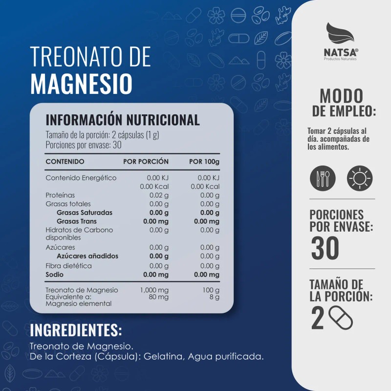 Treonato Magnesio Natsa Cápsulas