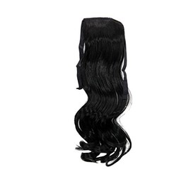 WIG ME UP - YZF-TC18-1 Hairpiece Pontail Pigtail extension slim light wavy comb and ribbon deep black 18inch