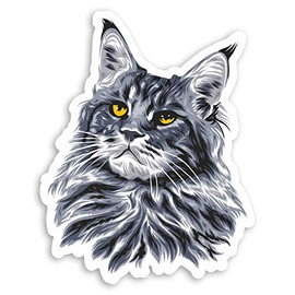 Vinyl-Aufkleber #29062, Motiv: Maine Coon graue Katze, 10 cm, 2 Stück