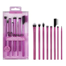 REAL TECHNIQUES, Everyday Eye Essentials, Set de Brochas para Maquillaje de Ojos con Separador de Pestañas, 8 Piezas