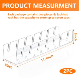 1Pcs Hat Stand for Baseball Caps, No Install Acrylic Hat Organizer for 7 Baseball Caps Storage Organizer, Hat Racks Hat Holder Display and Organization for Closet, Bedroom, Dresser.