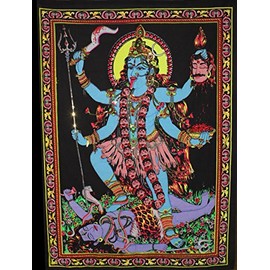 Lungta Imports Huge Cotton Fabric Goddess Kali 43" X 30" Tapestry