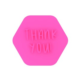 LissieLou Thank You in Sunny Font Cookie Stamp Teacher Graduation School Leavers Icing Stamp Fondant Embosser - Light Pink
