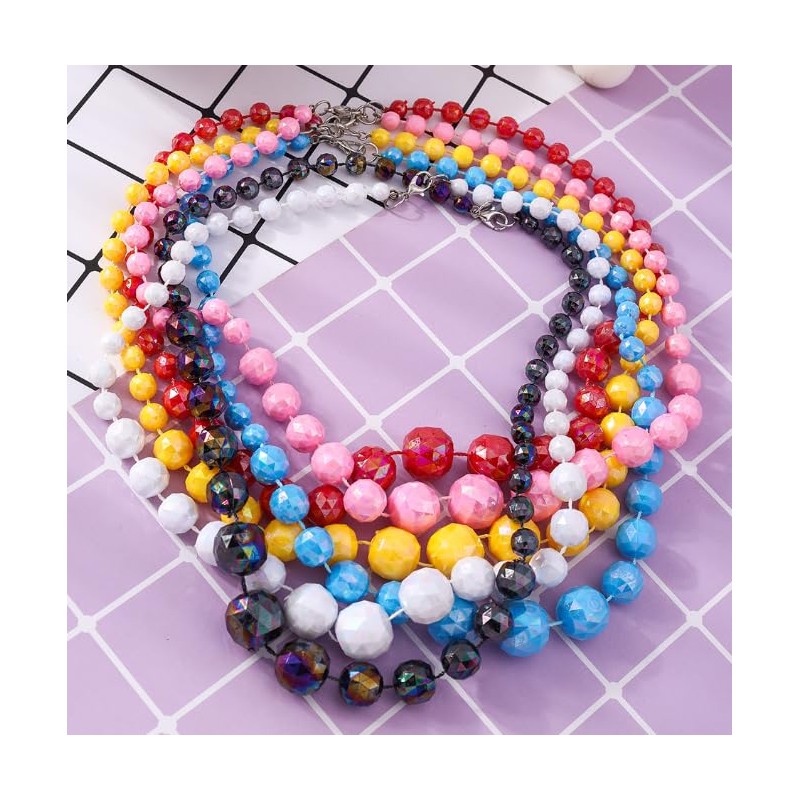 XAM Creative Acrylic Layered Bead Choker Necklace – Mixed-Size Boho