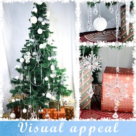 ULLIKI Christmas Tree Decorations Sets - Icicle Ornaments, Snowflake Decorations, and Clear Acrylic Hanging Crystals for an Enchanting Festive Xmas and New Year Celebration (42)