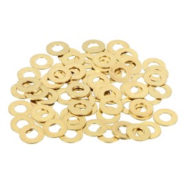 MECCANIXITY 70 Pack Brass Flat Washer, M4 Copper Washers Crush Washer Kit Assortment, 4mm ID, 9mm OD, 0.5mm Thick for Bolts Screws Machinery Repair, Outdoor Construction