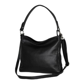 AmbraModa GL35 Women's Handbag Shoulder Bag Made of Grained Cowhide Leather, black