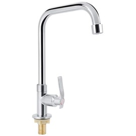 TOPINCN Water Tap Single Handle Deck Mount Faucet, Polished Chrome Finish, 360 Degree Swivel Design, Easy to Install, Suitable for Kitchen Sink
