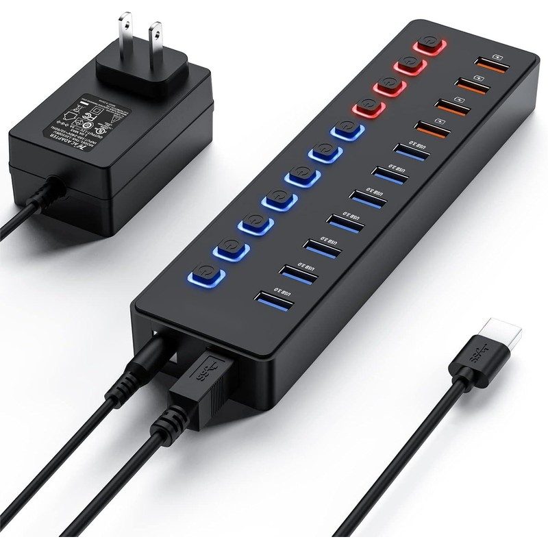 Hub USB 3.0 con alimentación, divisor de concentrador USB de