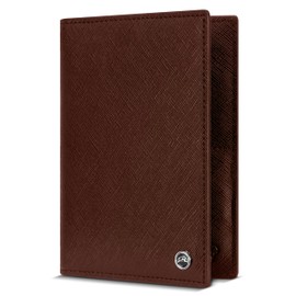 Snazzy Hawk 2 Passport Holder - Travel Essentials, RFID Blocking Wallet Credit Card Organiser, Plain Accessories Slim Cover For Men Women (Brown)