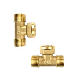 DIYCUT Pack of 2 Brass T-Piece 1/2 Inch, High Pressure T Connector, Waterproof Brass Fitting for Air Conditioning, Bathroom Fittings, Water Pipes, Plumbing, Heating & Drinking Water