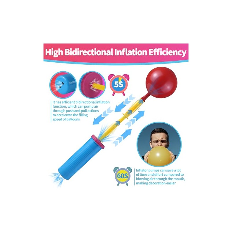 KAWKALSH Hand Balloon Pump, Dual Action Two-Way Inflator, Manual Air