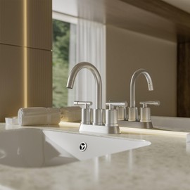 Phiestina Brushed Nickel Faucet for Bathroom Sink with Sprayer, Pull Down Sink Faucets 4 inch Pop-up Drain and Supply Lines – Modern Faucet Bathroom Pull Out,ZY01CL-BN