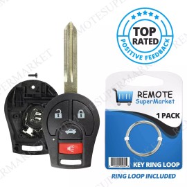 RemoteSuperMarket Replacement For Nissan CWTWB1U751 Remote Shell Case Pad Uncut Key Blade 4B