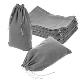 uxcell 20 Pcs Velvet Drawstring Bag, 8 x 12 Inch Jewelry Velvet Pouches Gift Bags for Wedding Party Favor Candy Jewelry Packaging Organizing Storage, Grey
