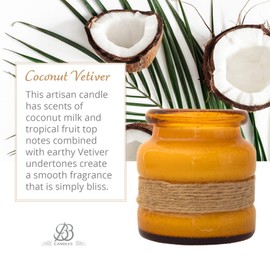 BB Candles Mermaid Island Hand Poured Candle, Sunkissed Glass, Coconut Vetiver Scent, Natural Soy Artisan Candle, Fragrant Coastal Candle with Strong Scents, 13oz, 80+ Hours Burn Time
