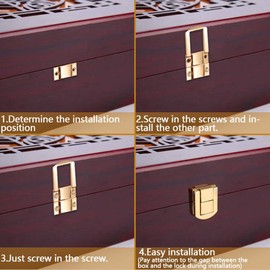 Pack of 10 Box Clasps, Golden Tension Clasp, Hasp Lock, Made of Zinc Alloy, Suitcase Lock with 40 Screws for Wooden Chest, Jewellery Box, Gift Box