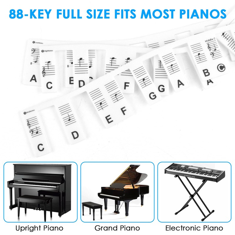 BROTOU Removable Piano Notes Guide for Beginner, Piano Keyboard Note