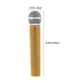 ERINGOGO 2Pcs Sparkly Rhinestone Microphone Toy Prop for Kids, Lightweight Pretend Play Mic for Karaoke, Party Decoration and Costume Accessories