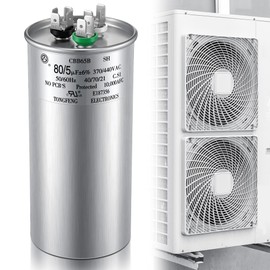 Dreyoo 80+5 uF 370/440V CBB65 Dual Run Round Capacitor for AC Motor, HVAC Capacitor, Air Conditioner Replacement, Heat Pump, Fan Start, Condenser Straight Cool, UL Listed