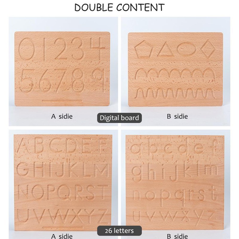 Wooden Alphabet Number Tracing Board Writing Practice Learning Board Educational