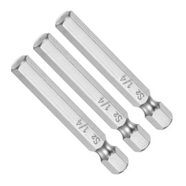 CoCud Hex Head Wrench Bit 1/4" Hex Head 1/4" Hex Shank 2" Long S2 Alloy Steel Driver Bit - (Application: For Electric Drills) Set of 3