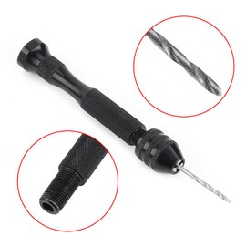 Black Precision Pin Vise Hand Drill with Twist Drill - Set of 25 High Speed Steel Spiral Drill Wood Drilling Tool