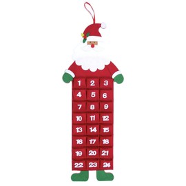 Large Felt Christmas Advent Calendar With Pockets Hanging Decoration (Choose Design) (Felt - Santa)