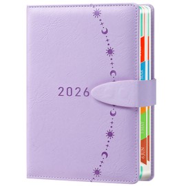 ZXHQ Diary 2026 Page a Day A5, Jan-Dec, 2026 Diary Day to View, Full Year Daily Planner with Monthly Overview, UK Holiday, Colorful Tabs, Fine Inner Pocket, 5.9" × 8.5"- Purple