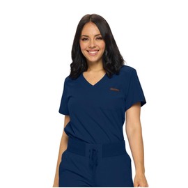Monarch Uniforms Womens Scrub Top One Pocket Tuck in Scrub Top for Women (Navy) XS