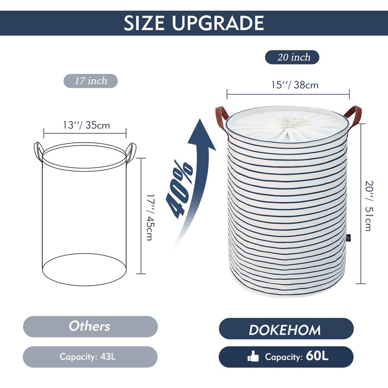 DOKEHOM 20 Inches (50.8 cm) Thickened Foldable Round Storage Laundry