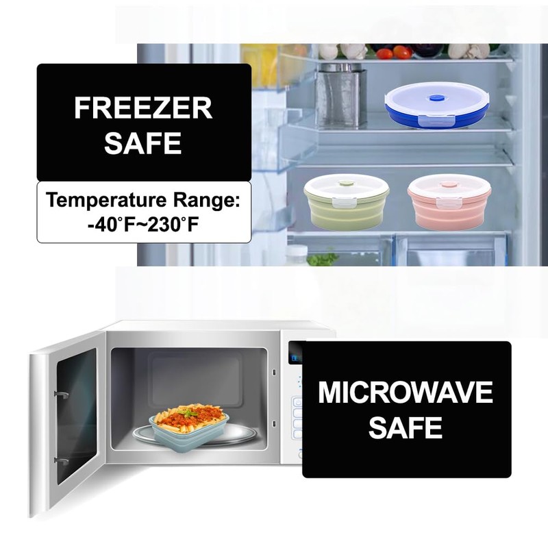 K HOME VT Collapsible Silicone Food Storage Container Set (BLUE)