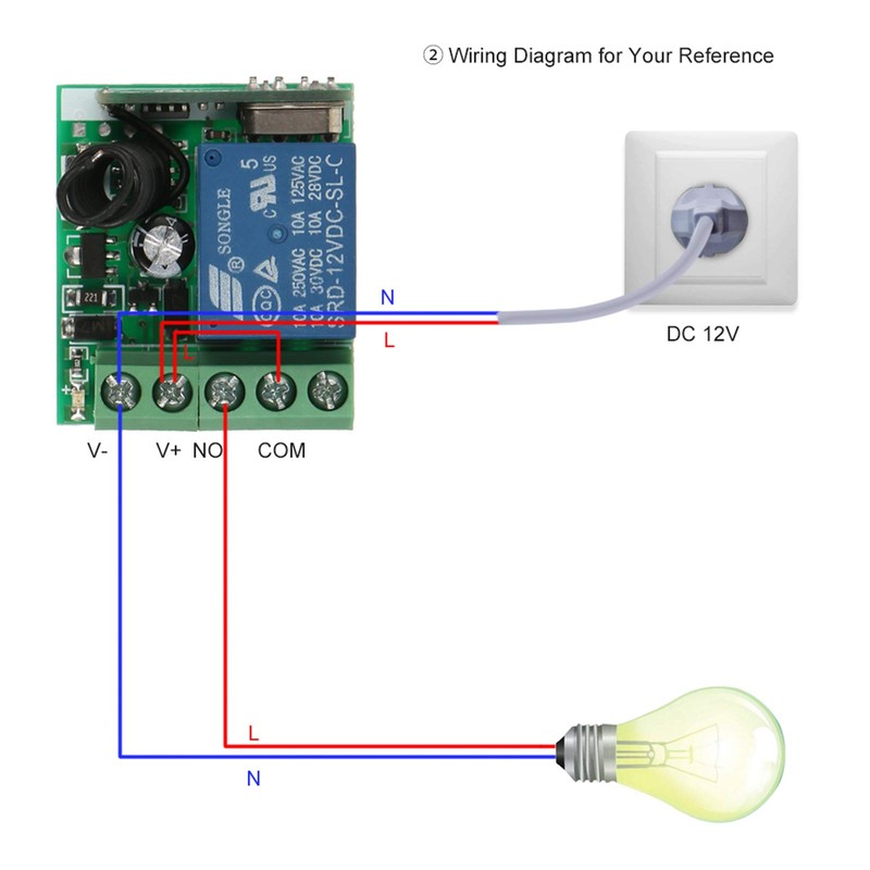 Splenssy Smart Home 433MHz DC 12V 1CH Wireless Remote Relay