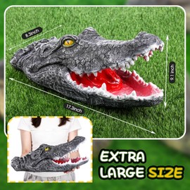 Silipull 17.3 Inches Floating Alligator Head Decoy Pool Accessories Outdoor Pools Float Alligator Fake Crocodile Head for Goose, Duck Control, Pool, Garden Decorations and Patio Accessories