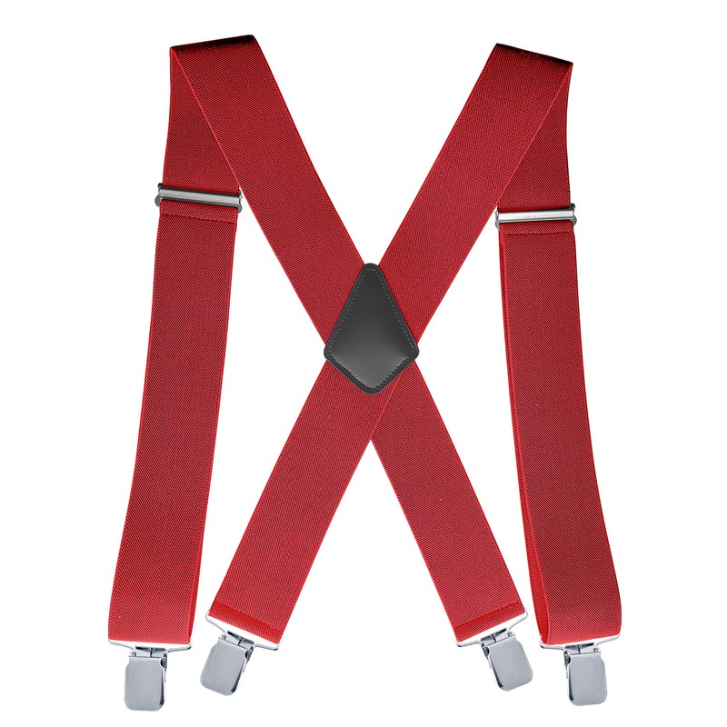 Men’s Heavy-Duty 2-Inch X-Back Suspenders with Adjustable Elastic Straps and