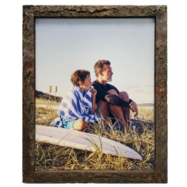 IKEREE 11x14 Rustic Picture Frame with Natural Real Bark,High Definition Plexiglass Wood Photo Frames for Wall Mounting.