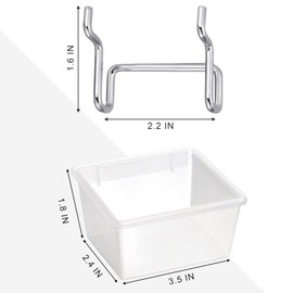 Patelai 8 Packs Pegboard Bins with Hooks and Labels, Pegboard Baskets Pegboard Bins Kit DIY Accessories Workbench Bins for Organizing Hardware, Garage Storage, Craft Room, Hobby Supplies (White)