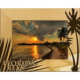 Saddle Mountain Souvenir Florida Keys Laser Engraved Wood Picture Frame Landscape (5 x 7)
