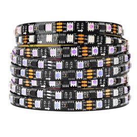 BTF-LIGHTING WS2811 DC24V 32FT Addressable RGB LED Pixel Strip 600 LEDs 100Pixels Full Color Dream Color Black PCB IP30 Non-Waterproof Works with Arduino/Respberry/etc Prevent Voltage Droping