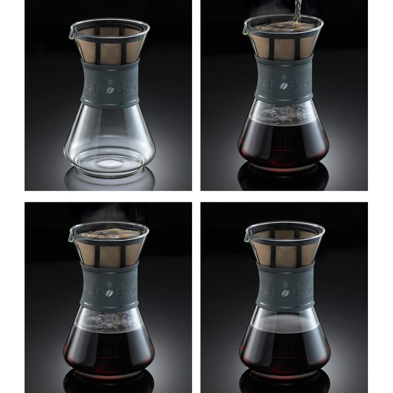 Cafe Brew PO108 BLACK 8 Cup Pour-Over Coffeemaker with Permanent