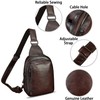 LRTO Genuine Leather Small Sling Bag Fanny Pack Multifunction Travel