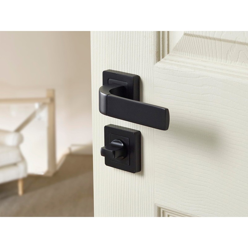 Yale Bologna Black Door Handle 35-ZR-8x8-A003-WC-56-11, Stylish Modern Design for