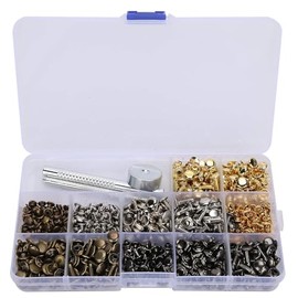 Kit de remaches de cuero 363 piezas tachuelas de latón dobles con herramientas de ajuste for reparación y manualidades