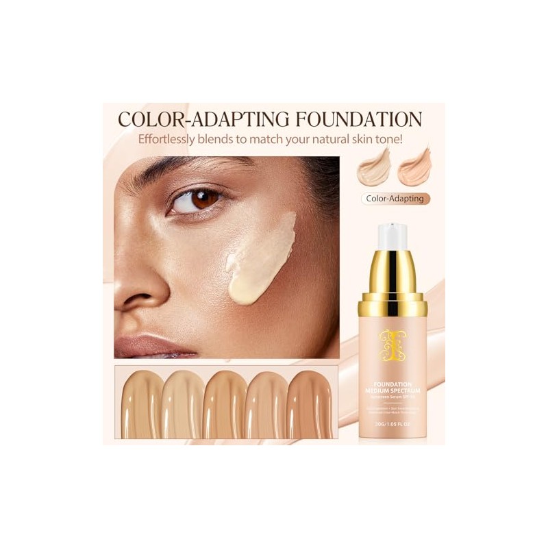Base Maquillaje Líquida Cobertura Media Acabado Impecable Spf Larga Duración