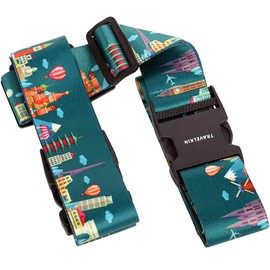 HIMREYLD Luggage Straps Adjustable Cross for Travel Airport, Extra Long 230 & 200 cm for Suitcase 20-32 Inch, Buckle Closure & Tag Slot - World