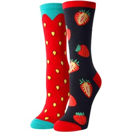 HAPPYPOP Funny Valentine's Day Strawberry Gifts for Women Teen Girls, Strawberry Heart Fruit Socks Mismatched Socks